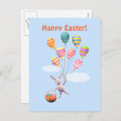 Happy Oaster Bunny und Balloons Feiertagspostkarte (Vorne/Hinten)