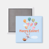 Happy Oaster Bunny und Balloons Magnet (Vorderseite/Rückseite)
