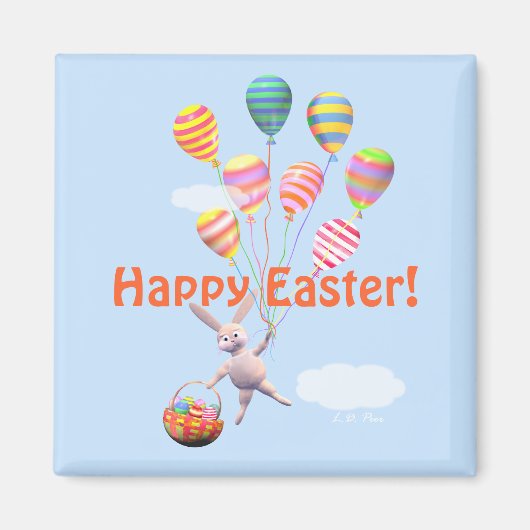 Happy Oaster Bunny und Balloons Magnet (Vorne)