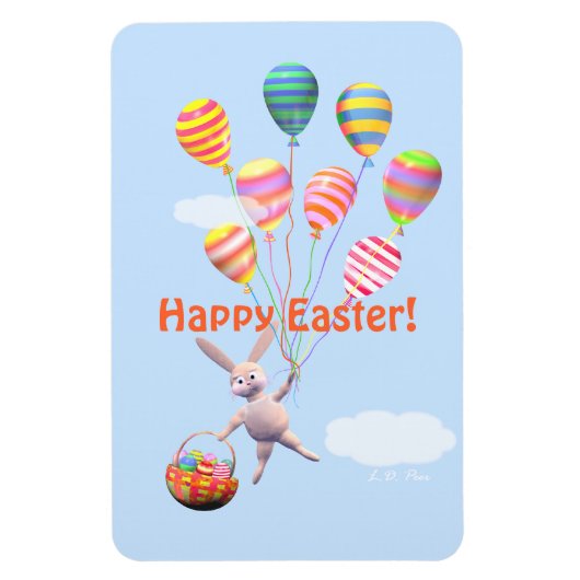 Happy Oaster Bunny und Balloons Magnet (Vertikal)