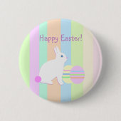 Happy Oaster Bunny und Eier auf Streifen Button (Vorderseite)