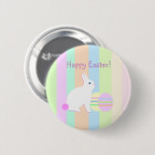 Happy Oaster Bunny und Eier auf Streifen Button (Vorne & Hinten)