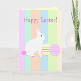 Happy Oaster Bunny und Eier auf Streifen Feiertagskarte