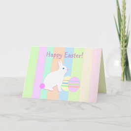 Happy Oaster Bunny und Eier auf Streifen Feiertagskarte