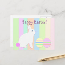 Happy Oaster Bunny und Eier auf Streifen