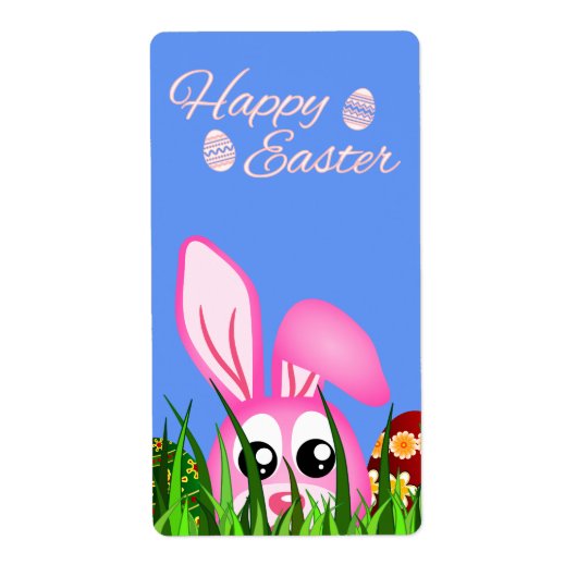 Happy Oaster Bunny und Eier in Gras große Labels (Vorne)