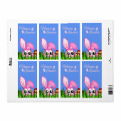 Happy Oaster Bunny und Eier in Gras große Labels (Vorne)