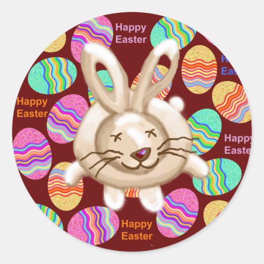 Happy Oaster Bunny und Eier Runder Aufkleber (Vorderseite)