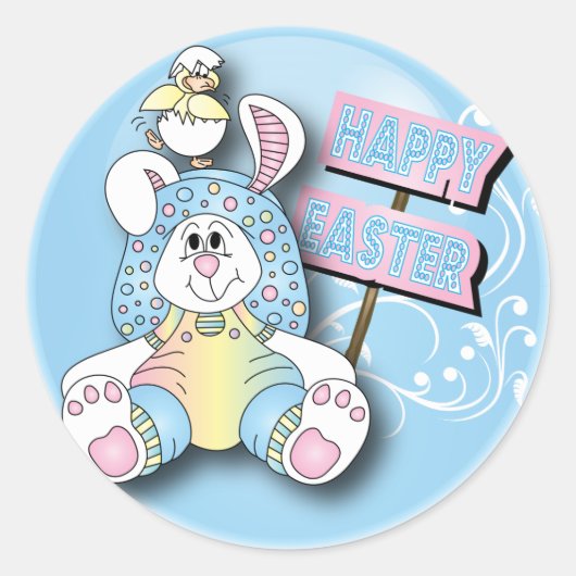 Happy Oaster Bunny und Friend Runder Aufkleber (Vorderseite)