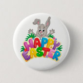 Happy Oaster Bunny und Text Button (Vorderseite)