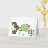 Happy Oaster Bunny w Wheelbarrow Eier Gruß Karte (Gelbe Blume)