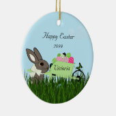 Happy Oaster Bunny w Wheelbarrow Eier Keramik Ornament (Rechts)