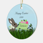 Happy Oaster Bunny w Wheelbarrow Eier Keramik Ornament (Links)