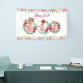 Happy Oaster Bunny Watercolor Blumenstrauß Banner (Messeveranstaltung)