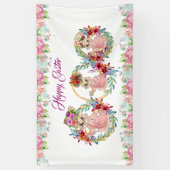 Happy Oaster Bunny Watercolor Blumenstrauß Banner (Vertikal)