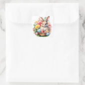 Happy Oaster Bunny Watercolor Malerei Quadratischer Aufkleber (Tasche)