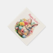 Happy Oaster Bunny Watercolor Malerei Serviette (Ecke)