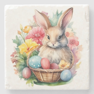 Happy Oaster Bunny Watercolor Malerei Steinuntersetzer