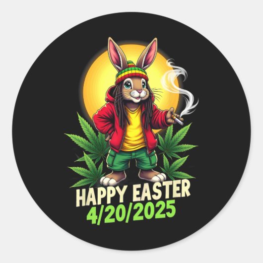 Happy Oaster Bunny Weed Runder Aufkleber (Vorderseite)