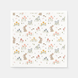 Happy Oaster Bunny Wildblumen Niedlich Kids Party Serviette