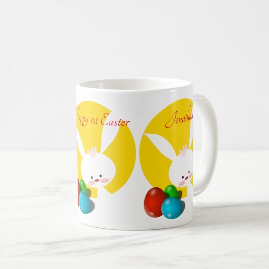 Happy Oaster Bunny Yellow Kaffeetasse (VorderseiteRechts)