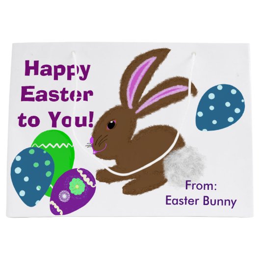Happy Oaster Bunny Yellow Pink Chick Eggs Große Geschenktüte (Vorderseite)