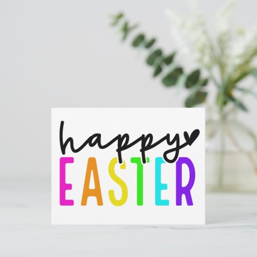 Happy Oaster bunt Feiertagspostkarte (Stehend Vorderseite)