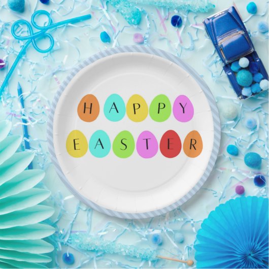 Happy Oaster bunte Eier Pappteller (Party)