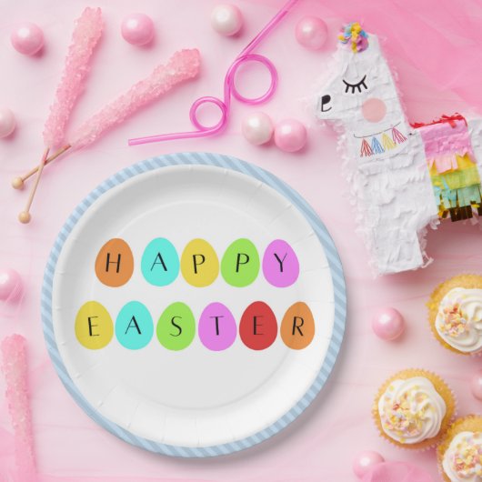 Happy Oaster bunte Eier Pappteller (Party)