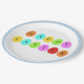 Happy Oaster bunte Eier Pappteller (Schrägansicht)