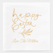 Happy Oaster Calligraphy Script Personalisiert Nam Servietten Mit Folie (Vorderseite)