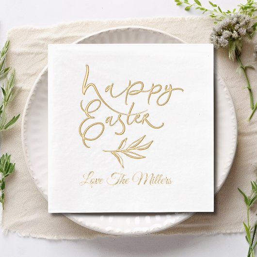Happy Oaster Calligraphy Script Personalisiert Nam Servietten Mit Folie