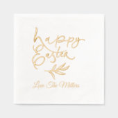 Happy Oaster Calligraphy Script Personalisiert Nam Servietten Mit Folie (Vorderseite)