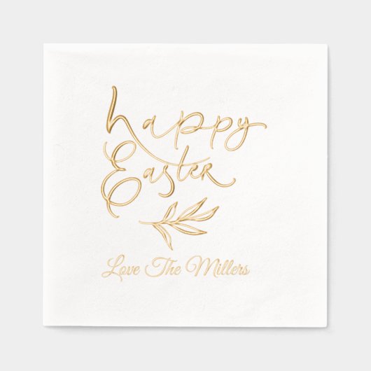 Happy Oaster Calligraphy Script Personalisiert Nam Servietten Mit Folie (Vorderseite)