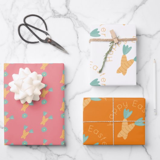 Happy Oaster Carrot Bunch farbenfroh Geschenkpapier Set (Vorderseite)