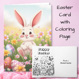 Happy Oaster | Cartoon Bunny Inside Colour Page Karte