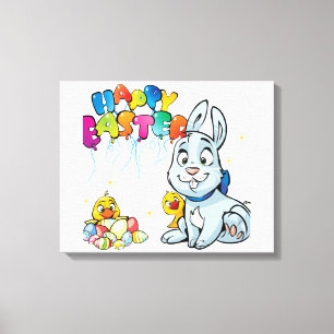 Happy Oaster Cartoon Leinwanddruck