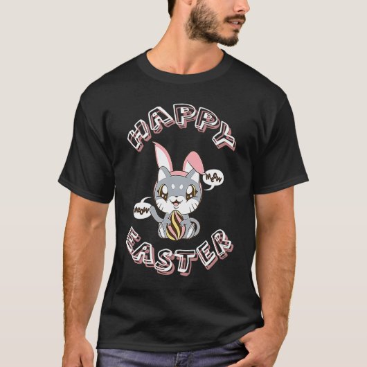 Happy Oaster Cat Bunny T-Shirt (Vorderseite)