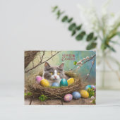 Happy Oaster Cat Feiertagspostkarte (Stehend Vorderseite)