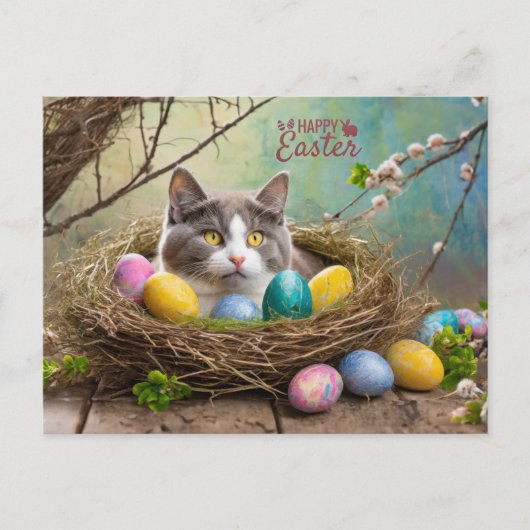 Happy Oaster Cat Feiertagspostkarte (Vorderseite)