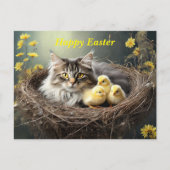 Happy Oaster Cat with chicks Postkarte (Vorderseite)