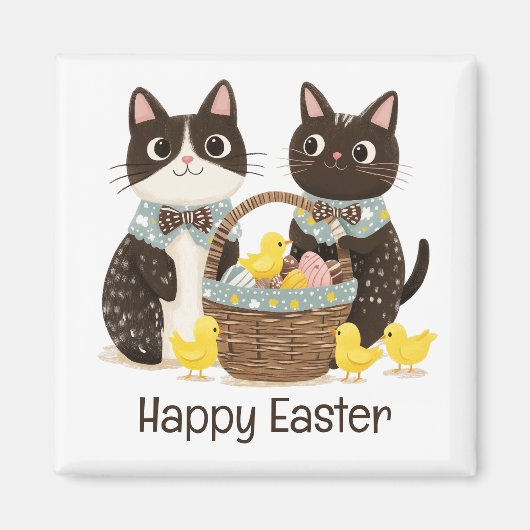 Happy Oaster Cats Osterkörbe Baby Chicks Magnet (Vorne)