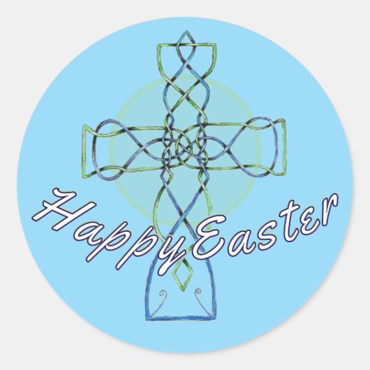 Happy Oaster Celtic Cross Aufkleber (Vorderseite)