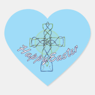 Happy Oaster Celtic Cross Heart Sticker
