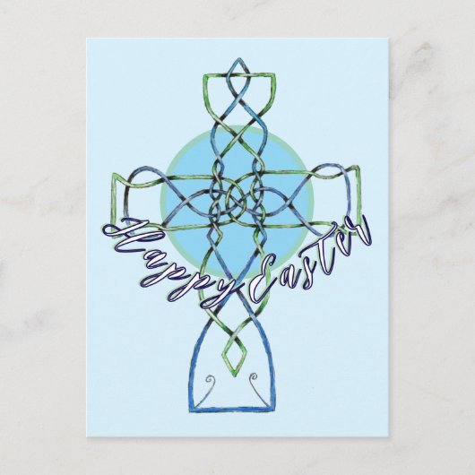 Happy Oaster Celtic Knot Cross Postcard Postkarte (Vorderseite)