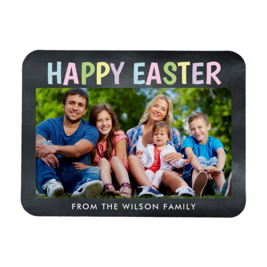 Happy Oaster Chalkboard Foto Magnet (Horizontal)