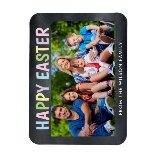 Happy Oaster Chalkboard Foto Magnet (Vertikal)