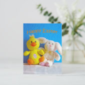 Happy Oaster Chick + Bunny Feiertagspostkarte (Stehend Vorderseite)