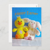 Happy Oaster Chick + Bunny Feiertagspostkarte (Vorne/Hinten)