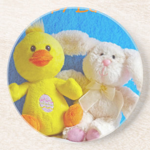 Happy Oaster Chick + Bunny Sandstein Untersetzer